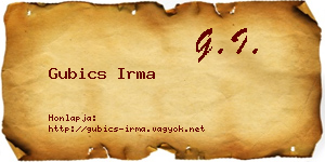 Gubics Irma névjegykártya
